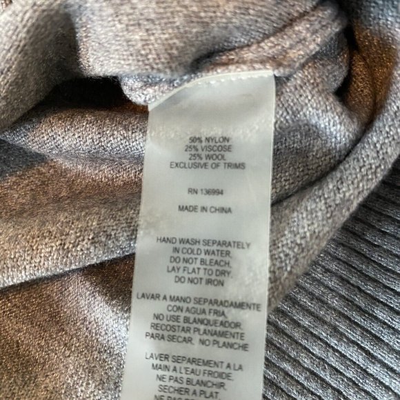 NWT women’s wool Studded sweater gray long sleeve size PS From Burlington Coat - Picture 4 of 8